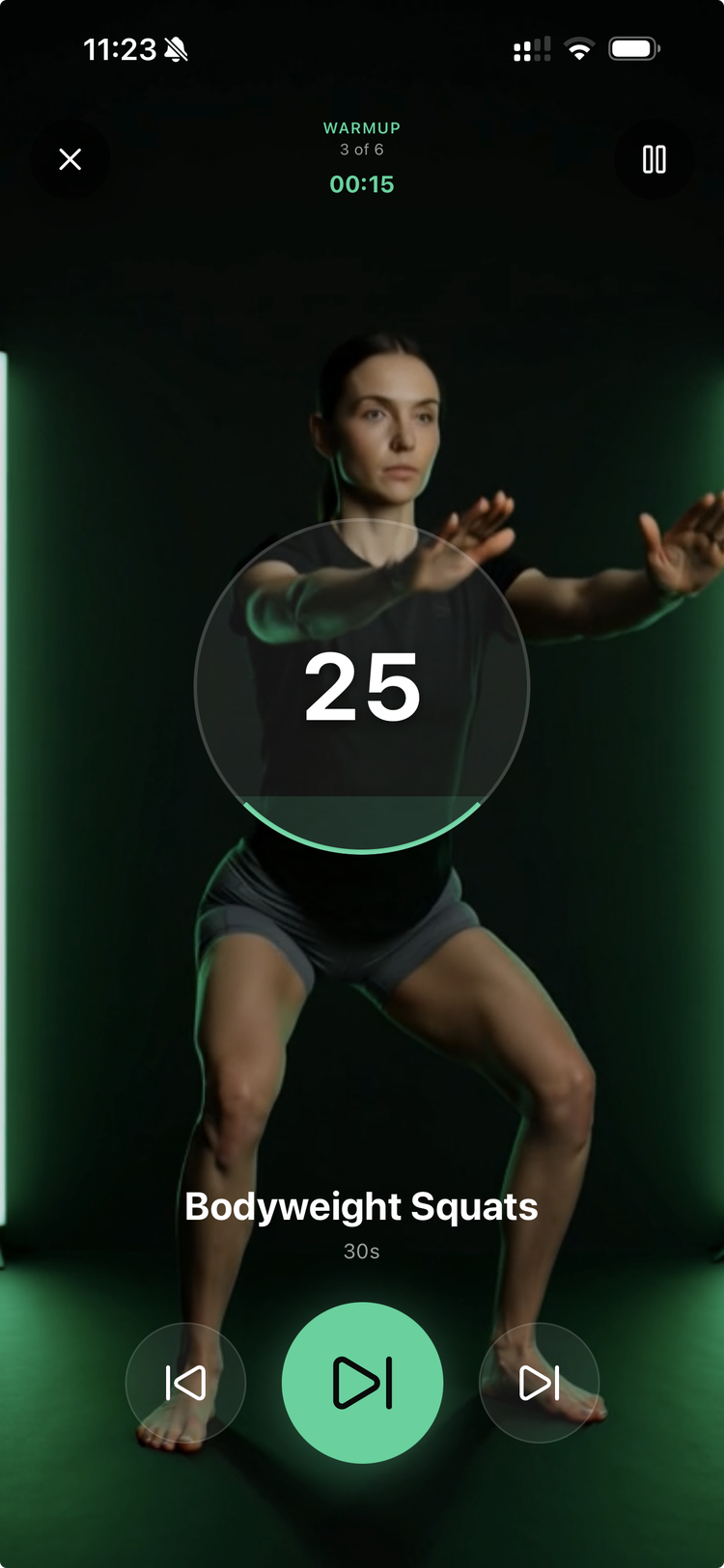 Active workout with timer